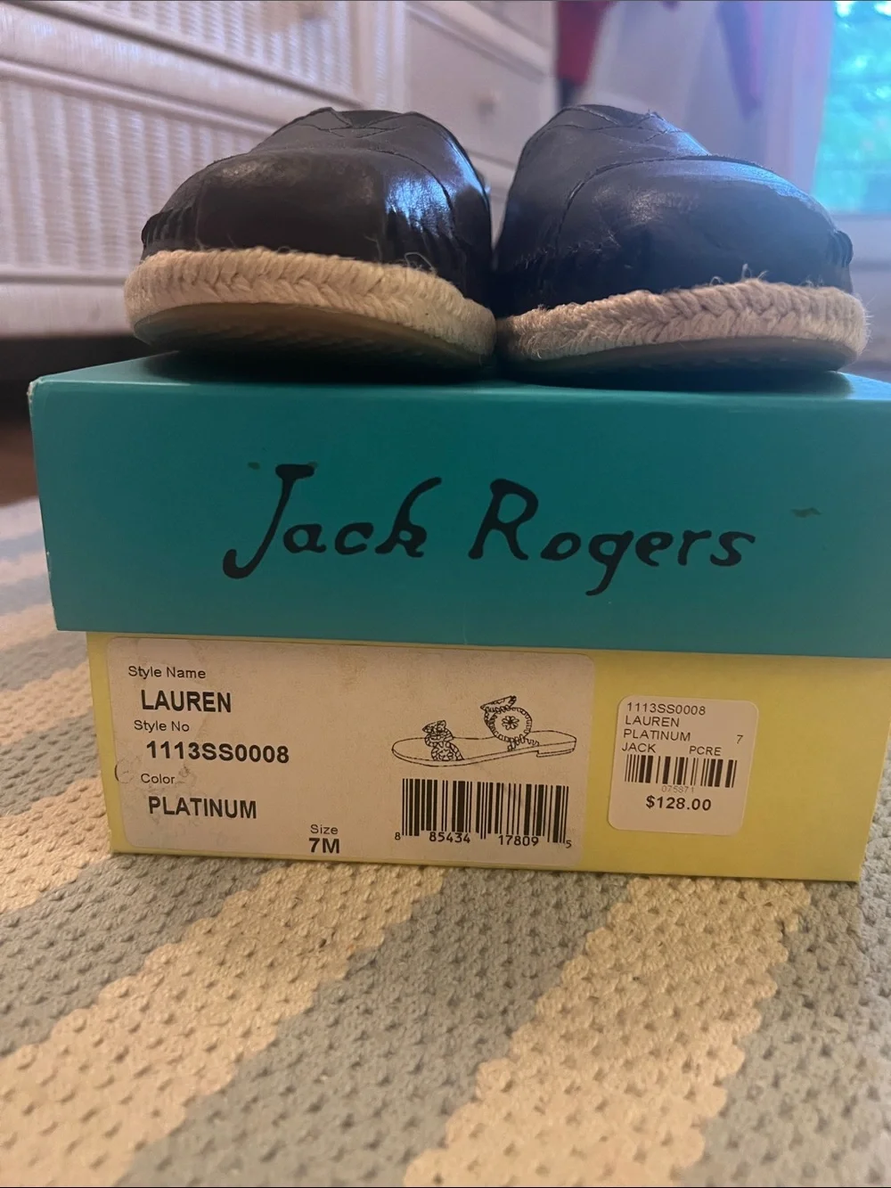 Toms Black Leather Espadrille Slip-Ons